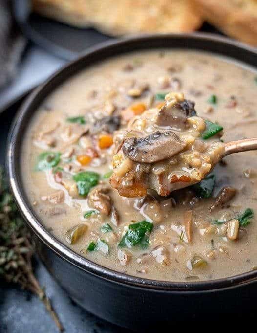 Vegan Wild Rice and Mushroom Soup